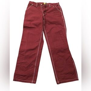 GOLF WANG Canvas Work Pant in Burgundy- Size 32 EUC